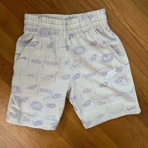 Nike Kids White and Lavender Patterned Shorts Size XS